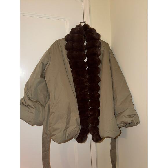 Helsa bubble puffer jacket coat faux fur S - Picture 4 of 6